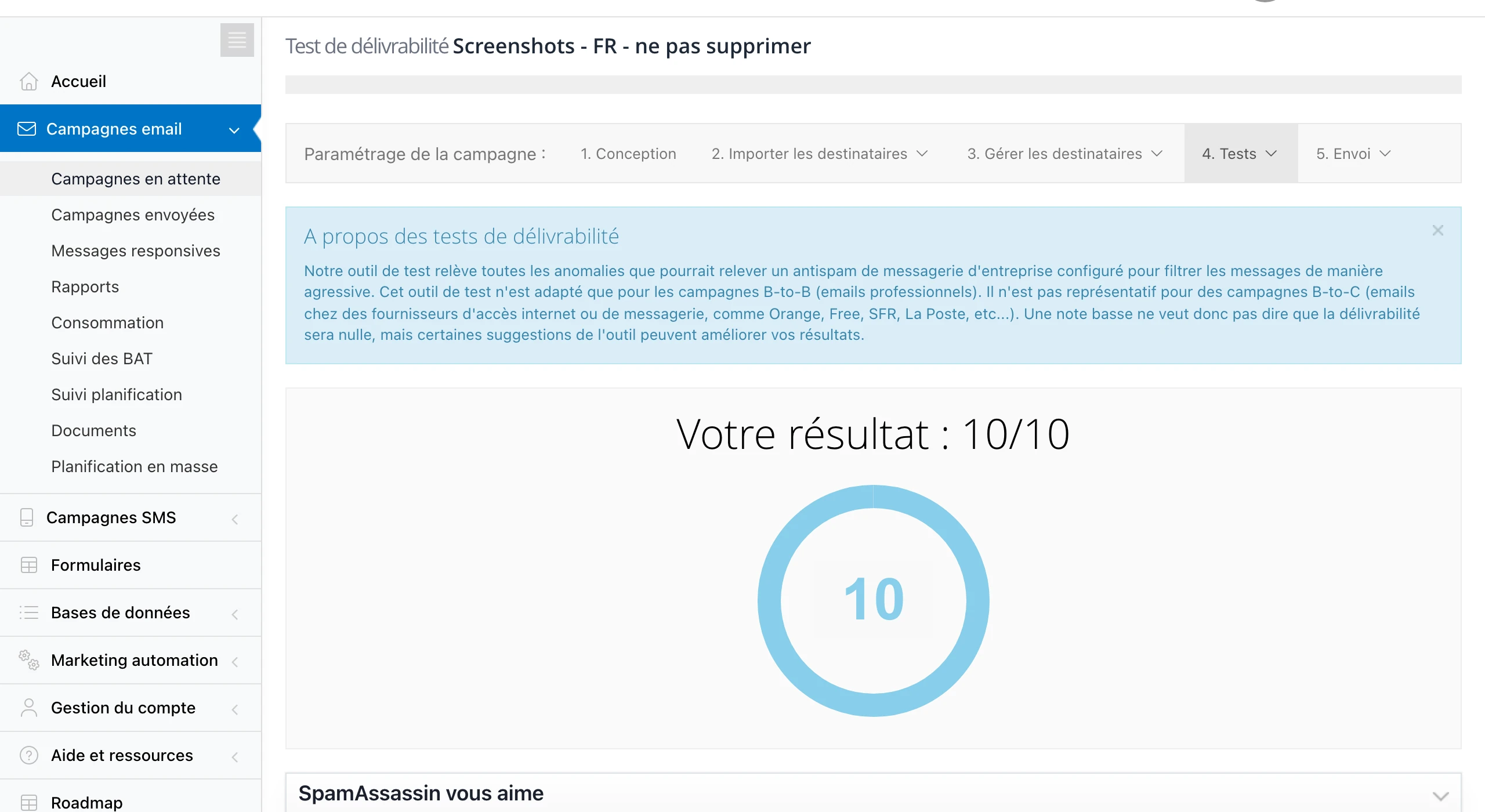 Test de délivrabilité : note globale et critères analysés