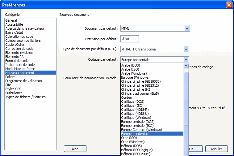 Charset_Dreamweaver