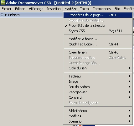 Propriété_de_la_page_Dreamweaver